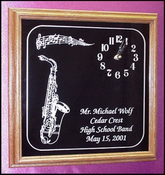 Saxaphone Clock Mirror
Mr. Michael Wolf
Cedar Crest High School Band
May 15, 2001