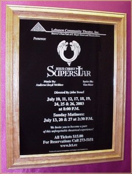 Lebanon Community Theatre, Inc.
Jesus Christ Superstar Play Poster