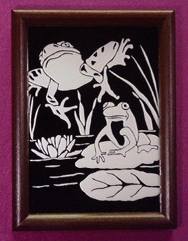 Two Frogs Playing on Lily Pads
5x7 Framed Mirror - $25.00
plus $7.50 shipping & handling