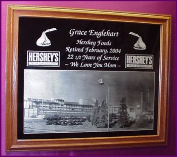 Portrait of the Hershey Chocolate Factory
Grace Englehart
Hershey Foods
Retired February, 2004
22 1/2 Years of Service
~ We Love You Mom ~
Hershey's Milk Chocolate