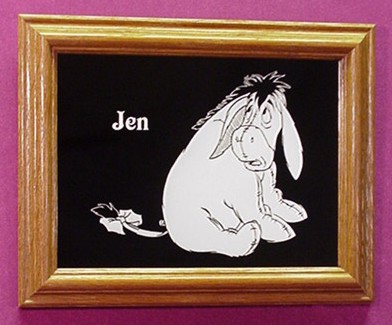 Eeyore 6 x 8 etched mirror in frame $28.00 plus $7.50 shipping and handling