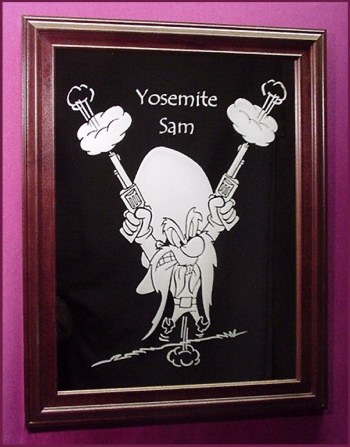 Yosemite Sam 12 x 16 Etched Mirror