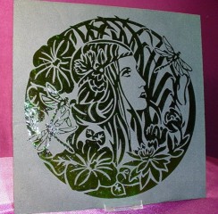 Eve in the Garden of Eden
Reverse Blasted Green Stained Glass