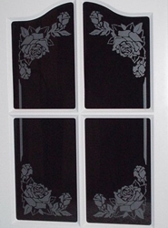 Etched Cabinet Glass Door Inserts with English Roses Design